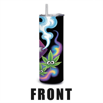 Pop Art Leaf Lips Tumbler: Retro Colorful Stainless Steel Insulated Mug