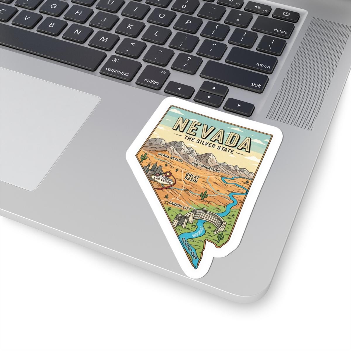 Nevada Vinyl Sticker: Silver State Topography Art - Waterproof Decal