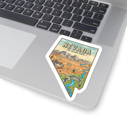 Nevada Vinyl Sticker: Silver State Topography Art - Waterproof Decal