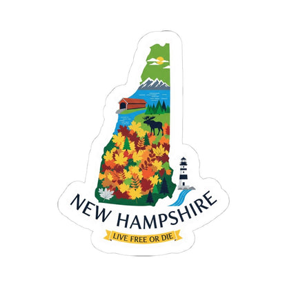 New Hampshire Vinyl Sticker: Waterproof Moose Art Decal - Made in USA