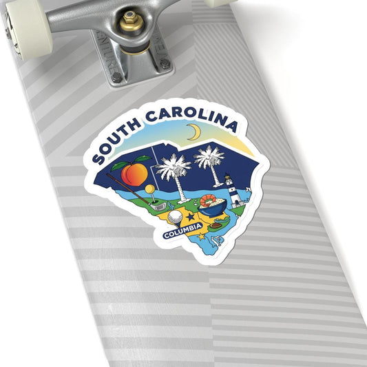 ColorFlow | South Carolina Vinyl Sticker Pack | Palmetto State Art Peaches Palms Golf | Waterproof Glossy Matte Holographic