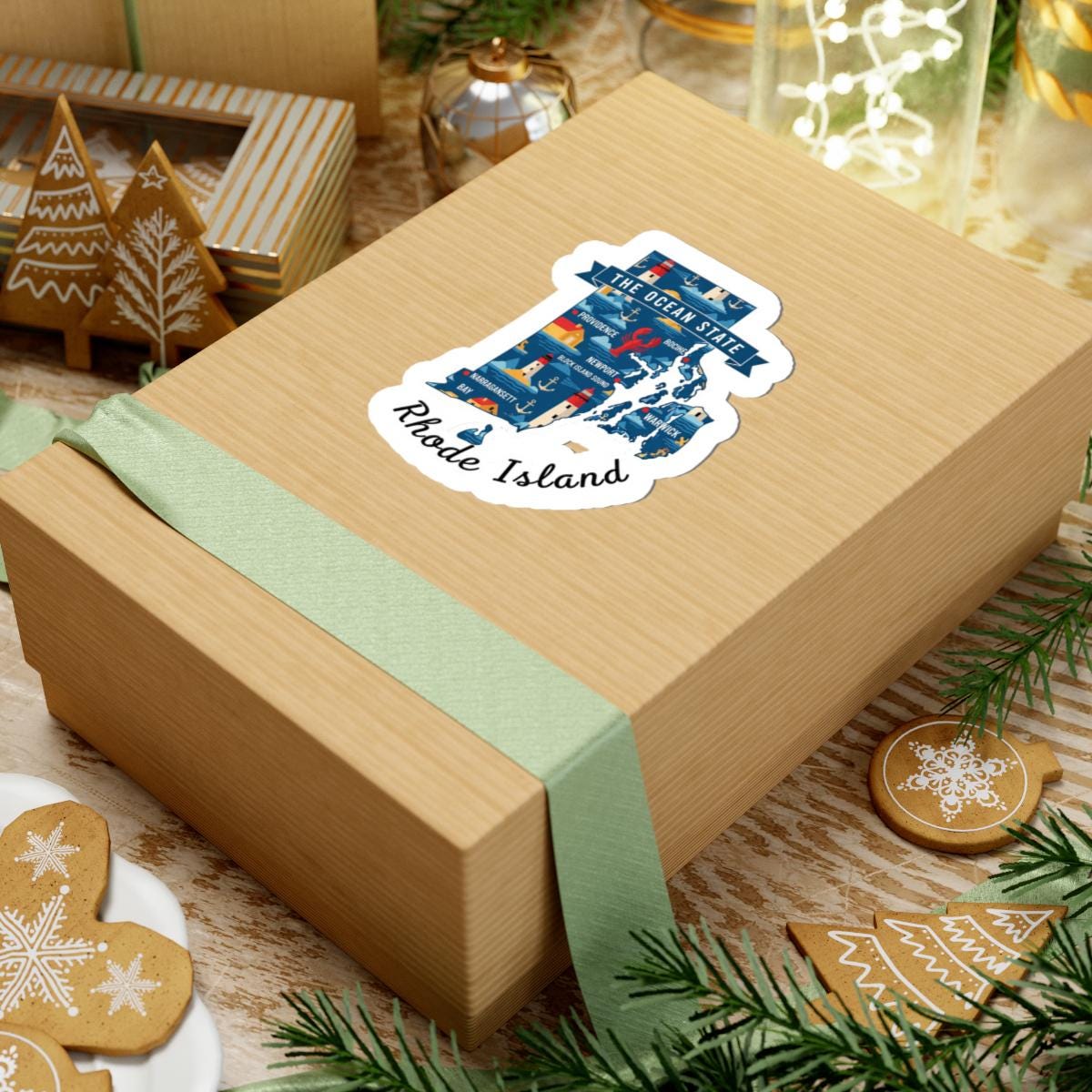 ColorFlow | Rhode Island Vinyl Sticker Pack | The Ocean State Art Lighthouses Lobster | Waterproof Glossy Matte Holographic