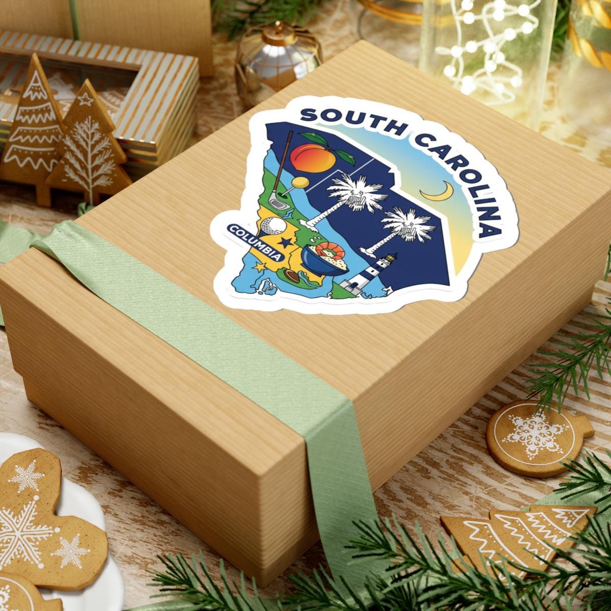 ColorFlow | South Carolina Vinyl Sticker Pack | Palmetto State Art Peaches Palms Golf | Waterproof Glossy Matte Holographic