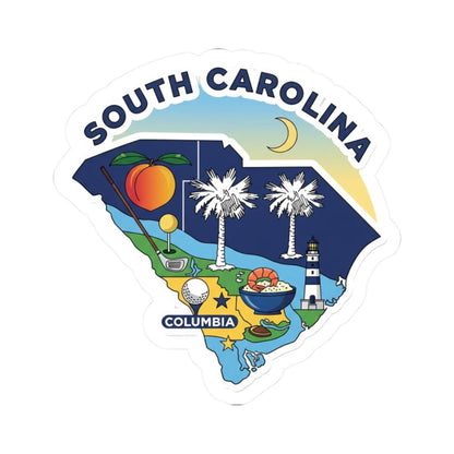ColorFlow | South Carolina Vinyl Sticker Pack | Palmetto State Art Peaches Palms Golf | Waterproof Glossy Matte Holographic