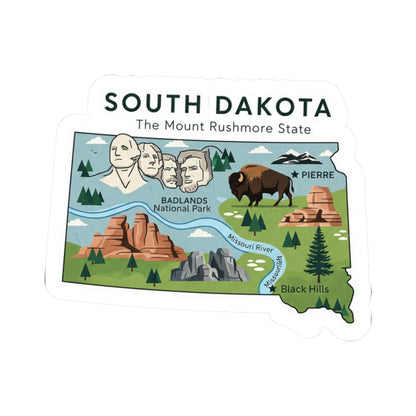 ColorFlow | South Dakota Vinyl Sticker Pack | Mount Rushmore Badlands Bison Art | Waterproof Glossy Matte Holographic