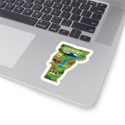 ColorFlow | Vermont Vinyl Sticker Pack | Maple Syrup Cow Covered Bridge Art | Waterproof Glossy Matte Holographic