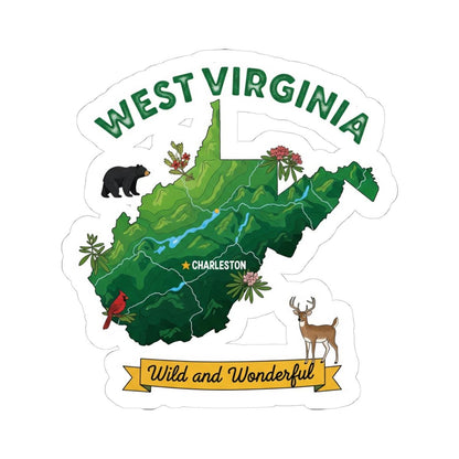 ColorFlow | West Virginia Vinyl Sticker Pack | Wild and Wonderful Art Bear Deer | Waterproof Glossy Matte Holographic