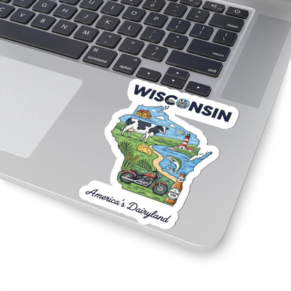 ColorFlow | Wisconsin Vinyl Sticker Pack | Dairyland Cow Cheese Beer Art | Waterproof Glossy Matte Holographic