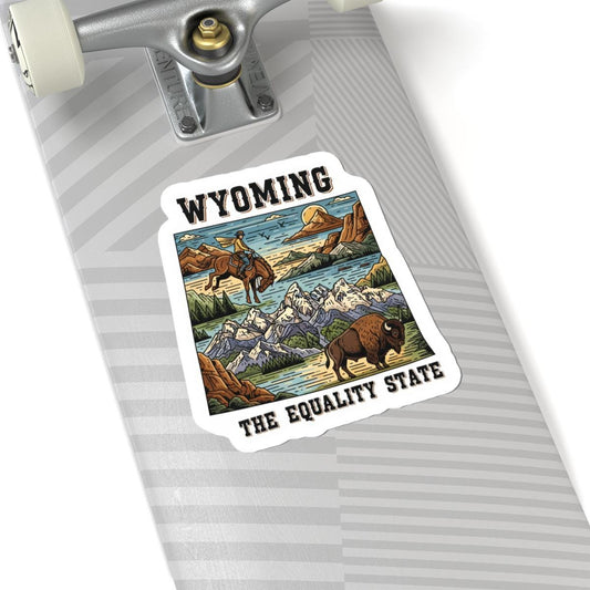 ColorFlow | Wyoming Vinyl Sticker Pack | Equality State Cowboy Bison Mountain Art | Waterproof Glossy Matte Holographic