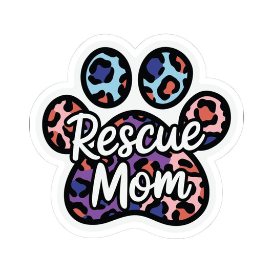 ColorFlow | Rescue Mom Vinyl Sticker | Animal Rescue Paw Art Sticker | Dog Mom Gift | Waterproof Sticker Pack | Premium Decal