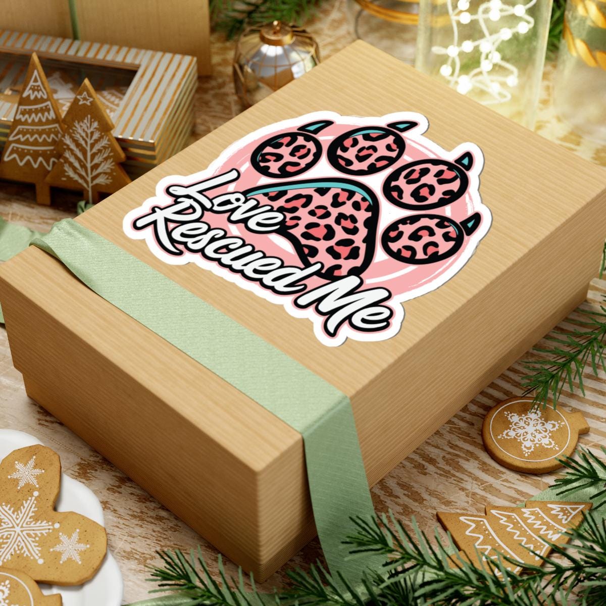 ColorFlow | Love Rescued Me Vinyl Sticker | Animal Rescue Art Sticker | Waterproof Dog Paw Decal | Cute Sticker Pack | Pet Lover Gift