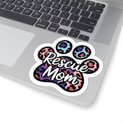 ColorFlow | Rescue Mom Vinyl Sticker | Animal Rescue Paw Art Sticker | Dog Mom Gift | Waterproof Sticker Pack | Premium Decal