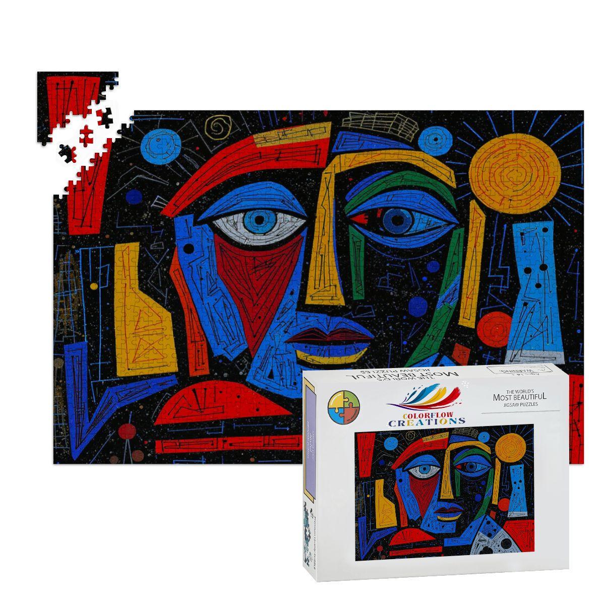 Picasso Inspired Wooden Jigsaw Puzzle - ColorFlow Prism Dreamscape