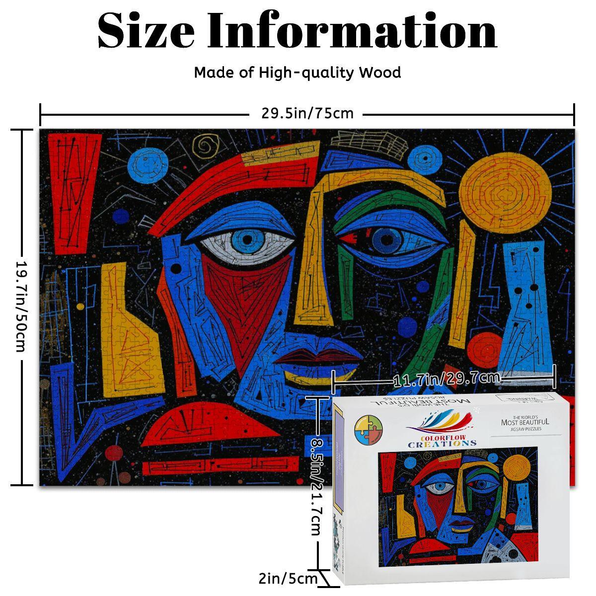 Picasso Inspired Wooden Jigsaw Puzzle - ColorFlow Prism Dreamscape