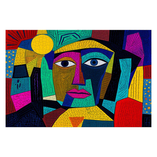 ColorFlow | Vivid Aurora Wooden Puzzle | Picasso Inspired Modern Face Jigsaw | Bright Abstract Wood Art Puzzle