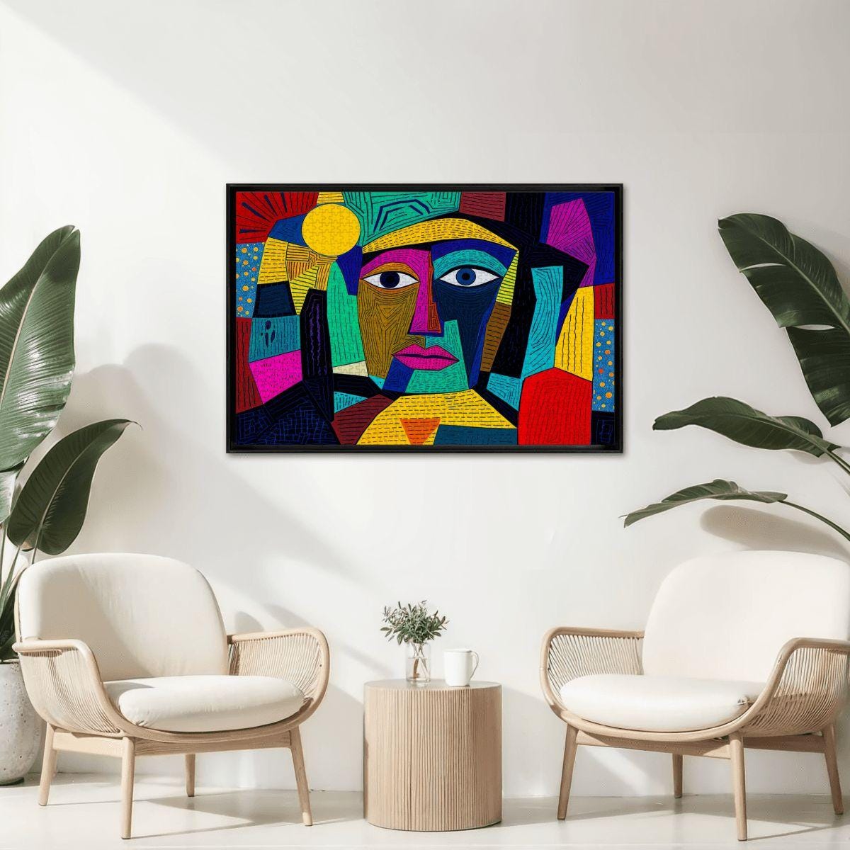 ColorFlow | Vivid Aurora Wooden Puzzle | Picasso Inspired Modern Face Jigsaw | Bright Abstract Wood Art Puzzle