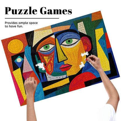 ColorFlow | Spectrum Muse Wooden Puzzle | Picasso Inspired Colorful Face Jigsaw | Modern Abstract Wood Puzzle