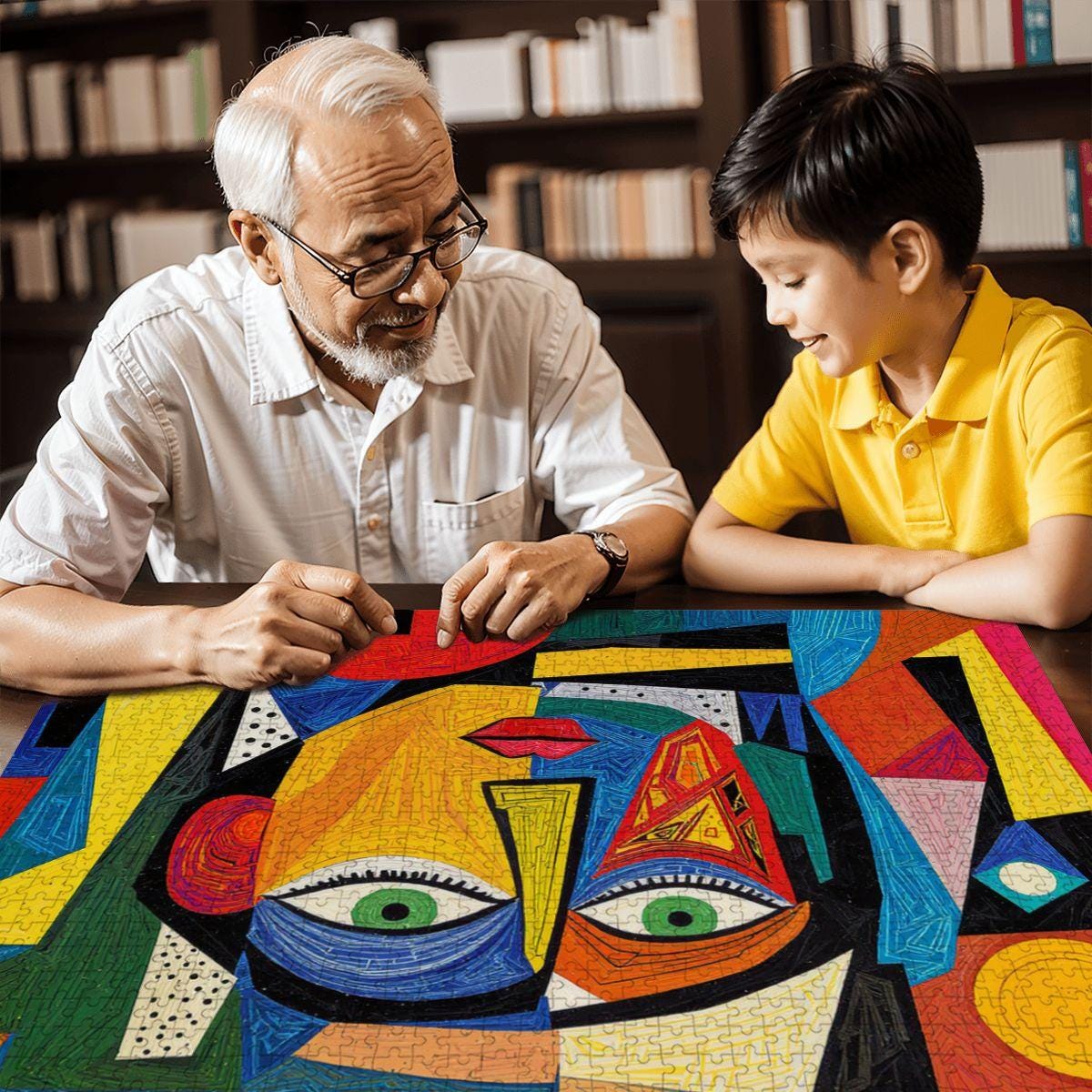 ColorFlow | Spectrum Muse Wooden Puzzle | Picasso Inspired Colorful Face Jigsaw | Modern Abstract Wood Puzzle