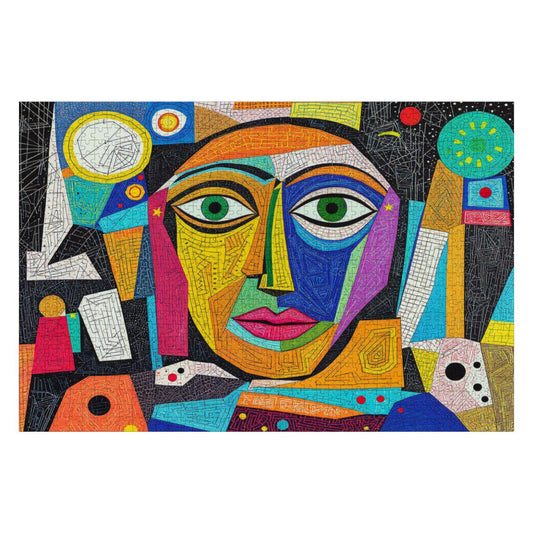ColorFlow | Cosmic Reflection Wooden Puzzle | Picasso Inspired Abstract Face Jigsaw | Modern Art Wood Puzzle Gift