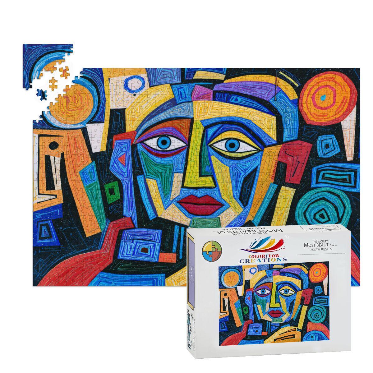 ColorFlow | Chromatic Dream Wooden Puzzle | Picasso Inspired Bold Abstract Jigsaw | Modern Art Wood Puzzle Gift