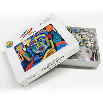 ColorFlow | Chromatic Dream Wooden Puzzle | Picasso Inspired Bold Abstract Jigsaw | Modern Art Wood Puzzle Gift