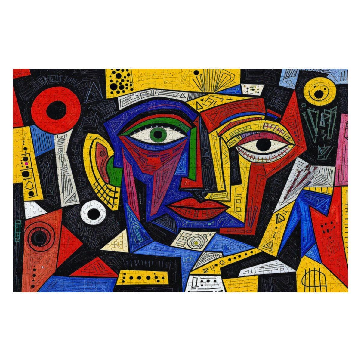 ColorFlow | Abstract Melody Wooden Puzzle | Picasso Inspired Vibrant Face Jigsaw | Modern Art Wood Puzzle Gift