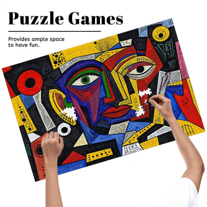 ColorFlow | Abstract Melody Wooden Puzzle | Picasso Inspired Vibrant Face Jigsaw | Modern Art Wood Puzzle Gift
