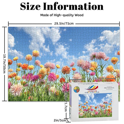ColorFlow | Wooden Jigsaw Puzzle | Wildflower Meadow Art Wood Puzzle for Adults and Kids | Relaxing  Puzzle Gift