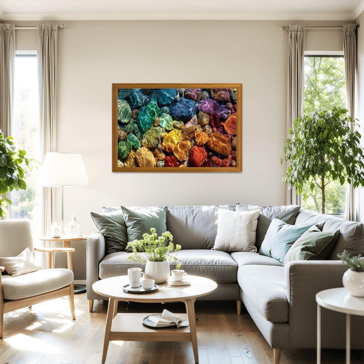 ColorFlow | Wooden Jigsaw Puzzle | Rainbow River Stones Art Wood Puzzle for Adults and Kids | Relaxing  Puzzle