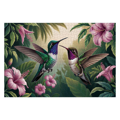 ColorFlow | Wooden Jigsaw Puzzle | Hummingbird Floral Art Wood Puzzle for Adults and Kids | Relaxing  Gift