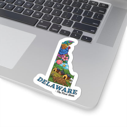 ColorFlow | Delaware Vinyl Sticker | The First State Decal | Waterproof Durable | Made in USA | Cute Art | Laptop Water Bottle