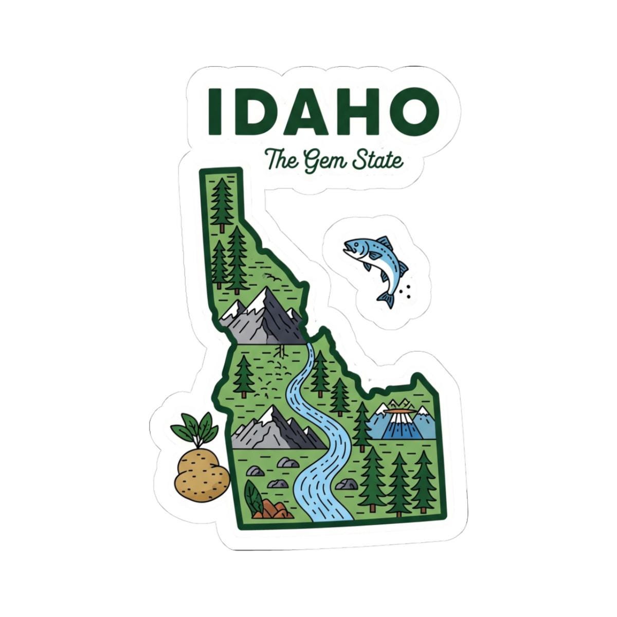 ColorFlow | Idaho Vinyl Sticker | The Gem State Decal | Waterproof Durable | Made in USA | Nature Art | Laptop Water Bottle