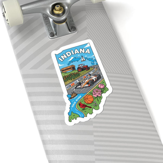 ColorFlow | Indiana Vinyl Sticker | State Decal | Waterproof Durable | Made in USA | Indy 500 Art | Laptop Water Bottle