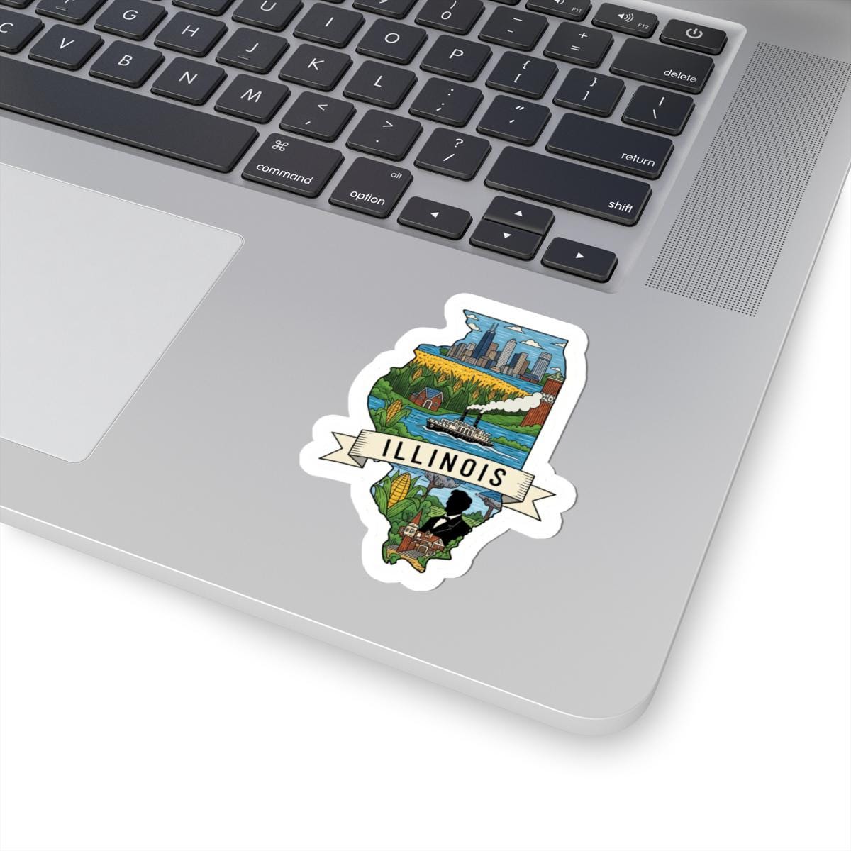ColorFlow | Illinois Vinyl Sticker | State Decal | Waterproof Durable | Made in USA | Chicago Art | Laptop Water Bottle