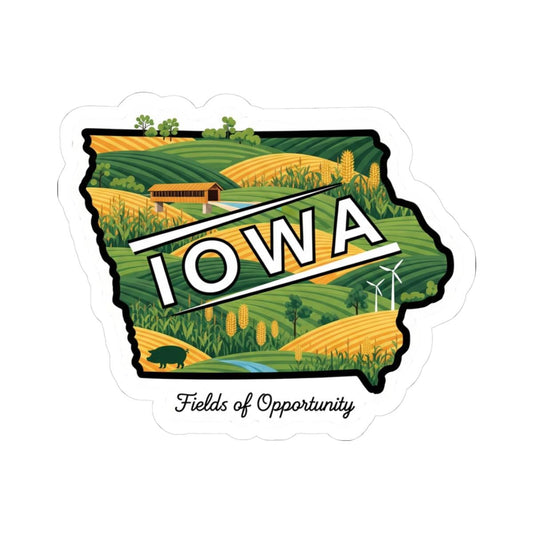 ColorFlow | Iowa Vinyl Sticker | Fields of Opportunity Decal | Waterproof Durable | Made in USA | Farm Art | Laptop Water Bottle
