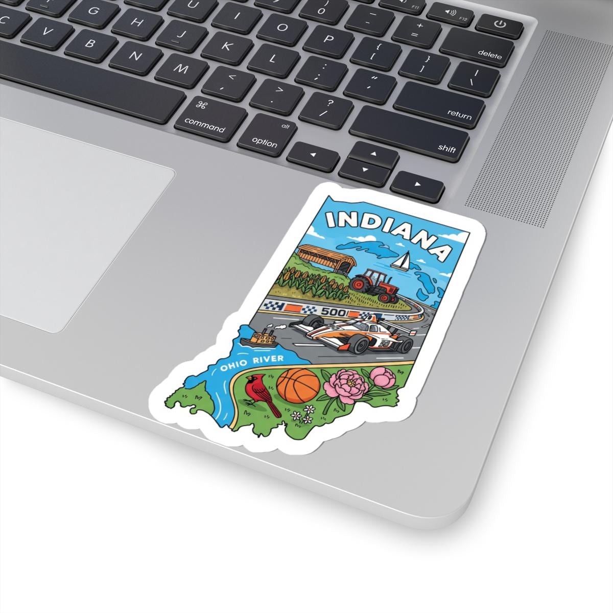 ColorFlow | Indiana Vinyl Sticker | State Decal | Waterproof Durable | Made in USA | Indy 500 Art | Laptop Water Bottle