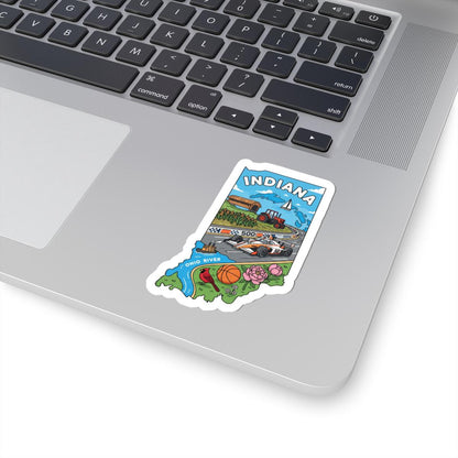 ColorFlow | Indiana Vinyl Sticker | State Decal | Waterproof Durable | Made in USA | Indy 500 Art | Laptop Water Bottle