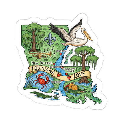 ColorFlow | Louisiana Vinyl Sticker | Waterproof State Decal | Durable Art | Made in USA | Cajun Bayou | Laptop Water Bottle
