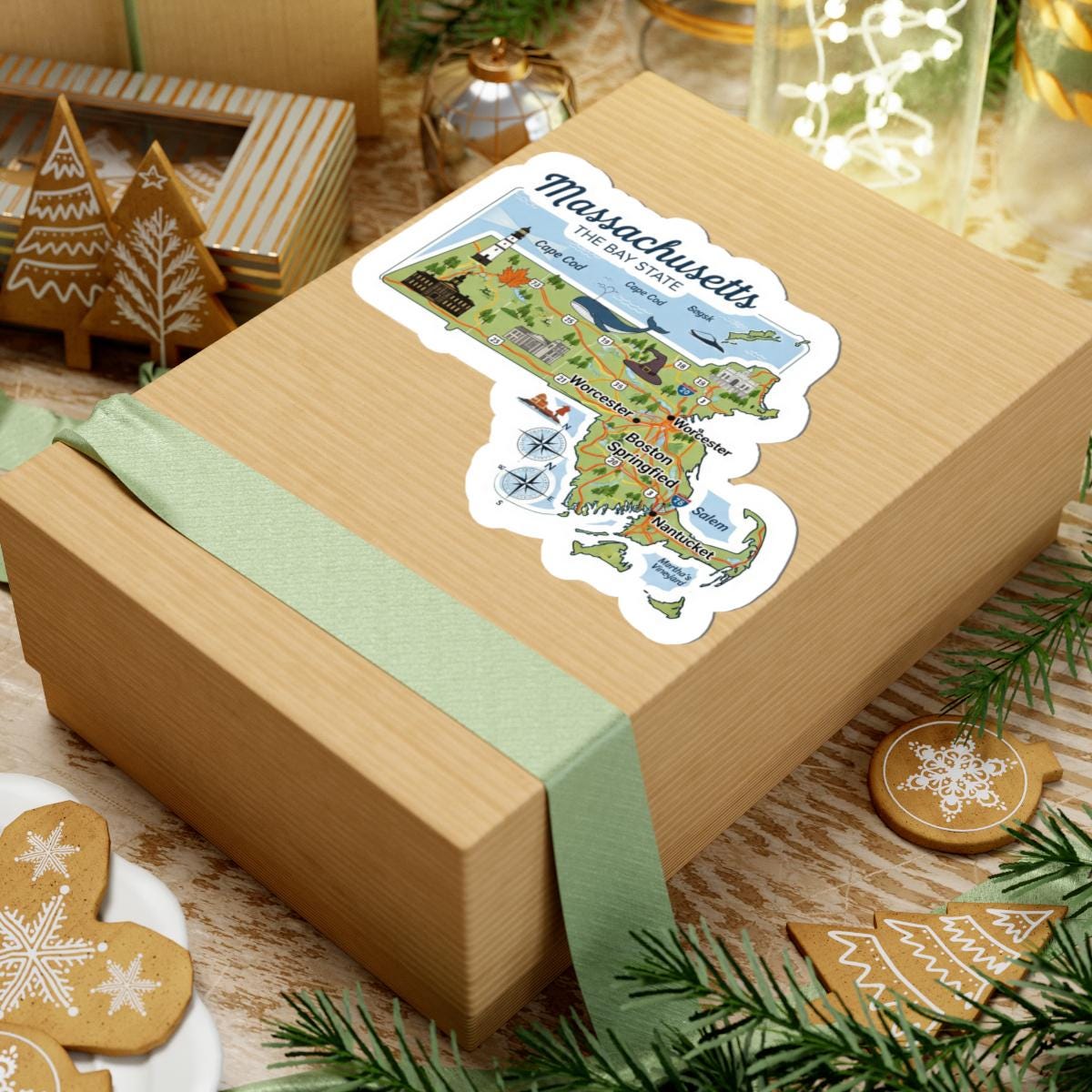 ColorFlow | Massachusetts Vinyl Sticker | Bay State Decal | Waterproof Durable | Made in USA | Boston Art | Laptop Water Bottle