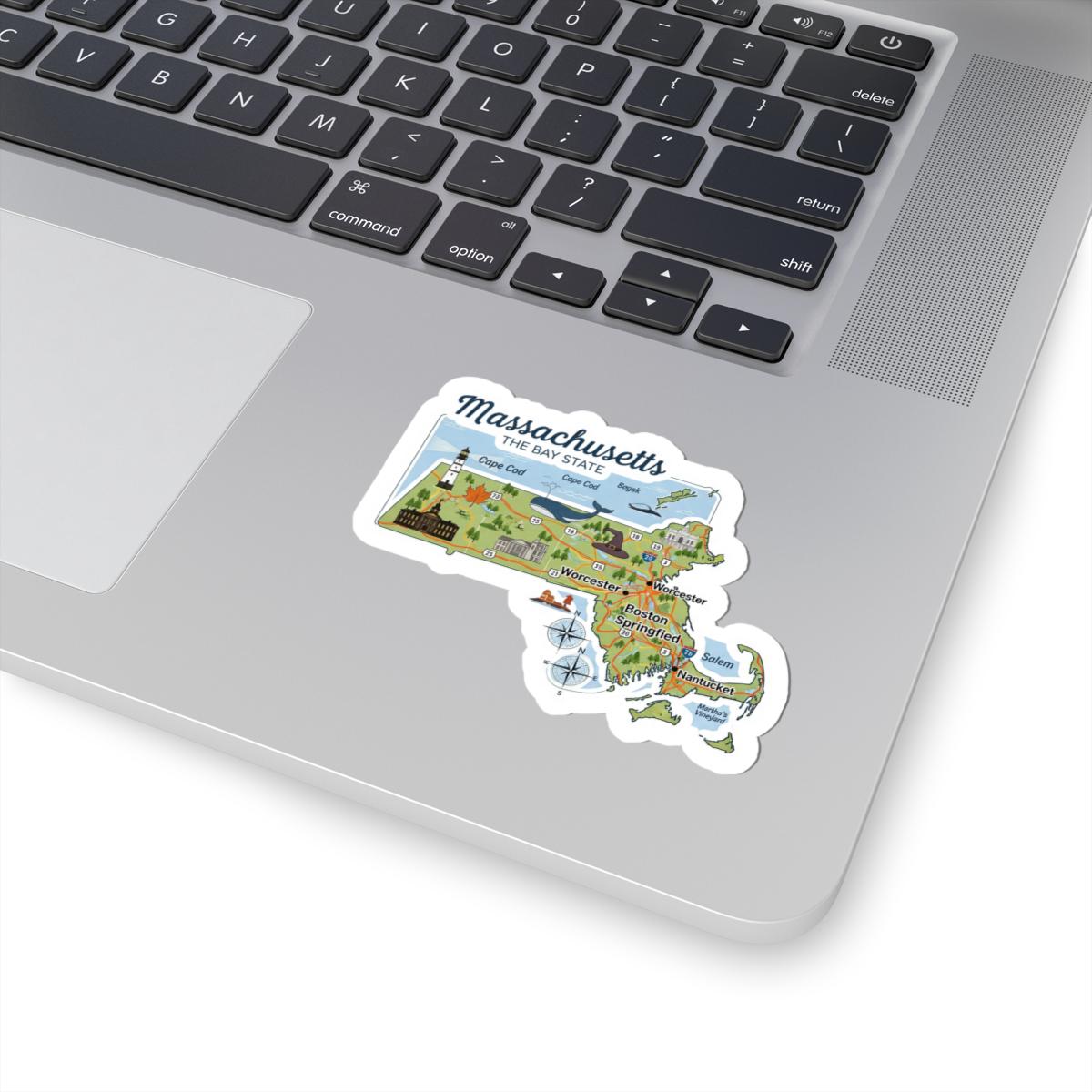 ColorFlow | Massachusetts Vinyl Sticker | Bay State Decal | Waterproof Durable | Made in USA | Boston Art | Laptop Water Bottle