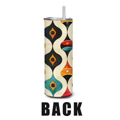 ColorFlow | Retro Vibes Mid Century Modern Abstract 20oz Stainless Steel Tumbler | Colorful Insulated Travel Mug Gift
