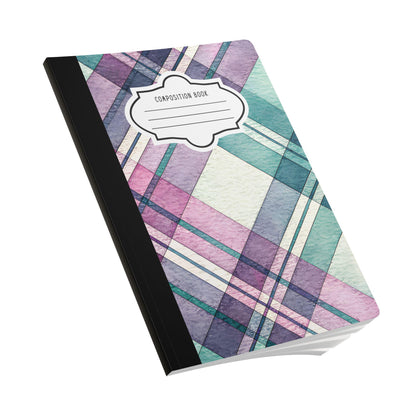 ColorFlow | Pastel Plaid Composition Notebook | Aesthetic College Ruled Journal | Cute Writing Notebook Gift