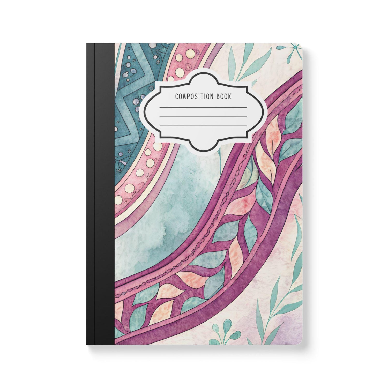 ColorFlow | Boho Wave Composition Notebook | Aesthetic College Ruled Journal | Floral Writing Notebook Gift
