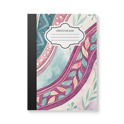ColorFlow | Boho Wave Composition Notebook | Aesthetic College Ruled Journal | Floral Writing Notebook Gift