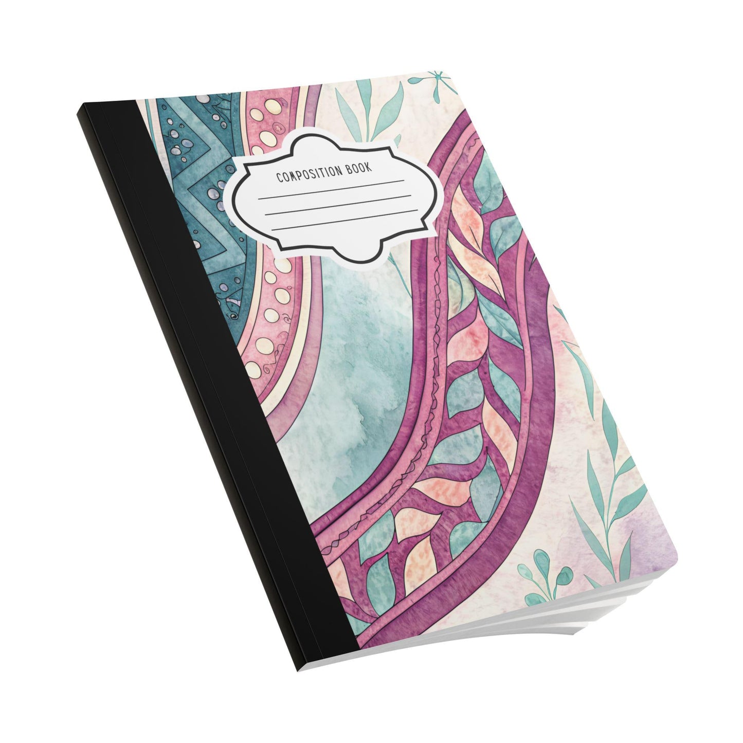 ColorFlow | Boho Wave Composition Notebook | Aesthetic College Ruled Journal | Floral Writing Notebook Gift