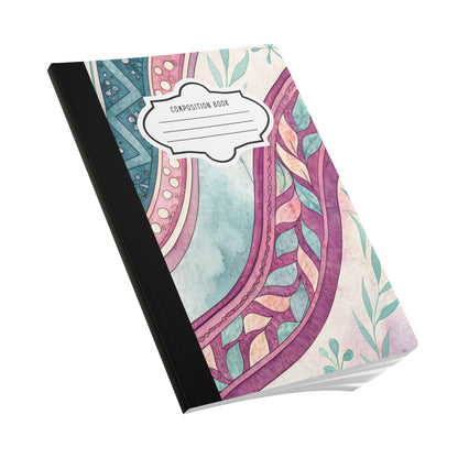ColorFlow | Boho Wave Composition Notebook | Aesthetic College Ruled Journal | Floral Writing Notebook Gift