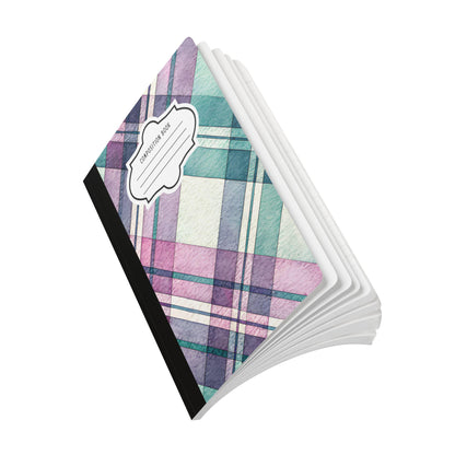 ColorFlow | Pastel Plaid Composition Notebook | Aesthetic College Ruled Journal | Cute Writing Notebook Gift