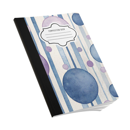 ColorFlow | Indigo Bubble Composition Notebook | Watercolor College Ruled Journal | Aesthetic Writing Notebook Gift