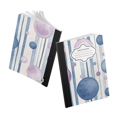 ColorFlow | Indigo Bubble Composition Notebook | Watercolor College Ruled Journal | Aesthetic Writing Notebook Gift