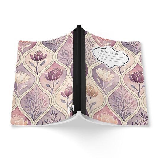ColorFlow | Blush Floral Composition Notebook | Aesthetic College Ruled Journal | Elegant Writing Notebook Gift
